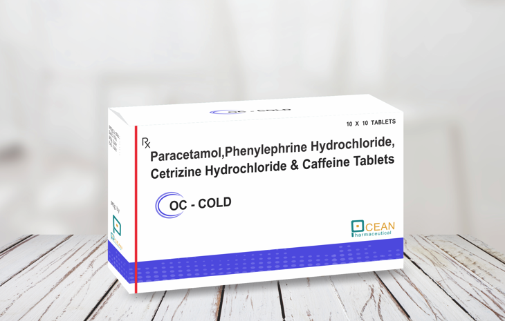 Paracetamol, Phenylepherine HCL , Cetrizine HCL & Caffeine Tablet